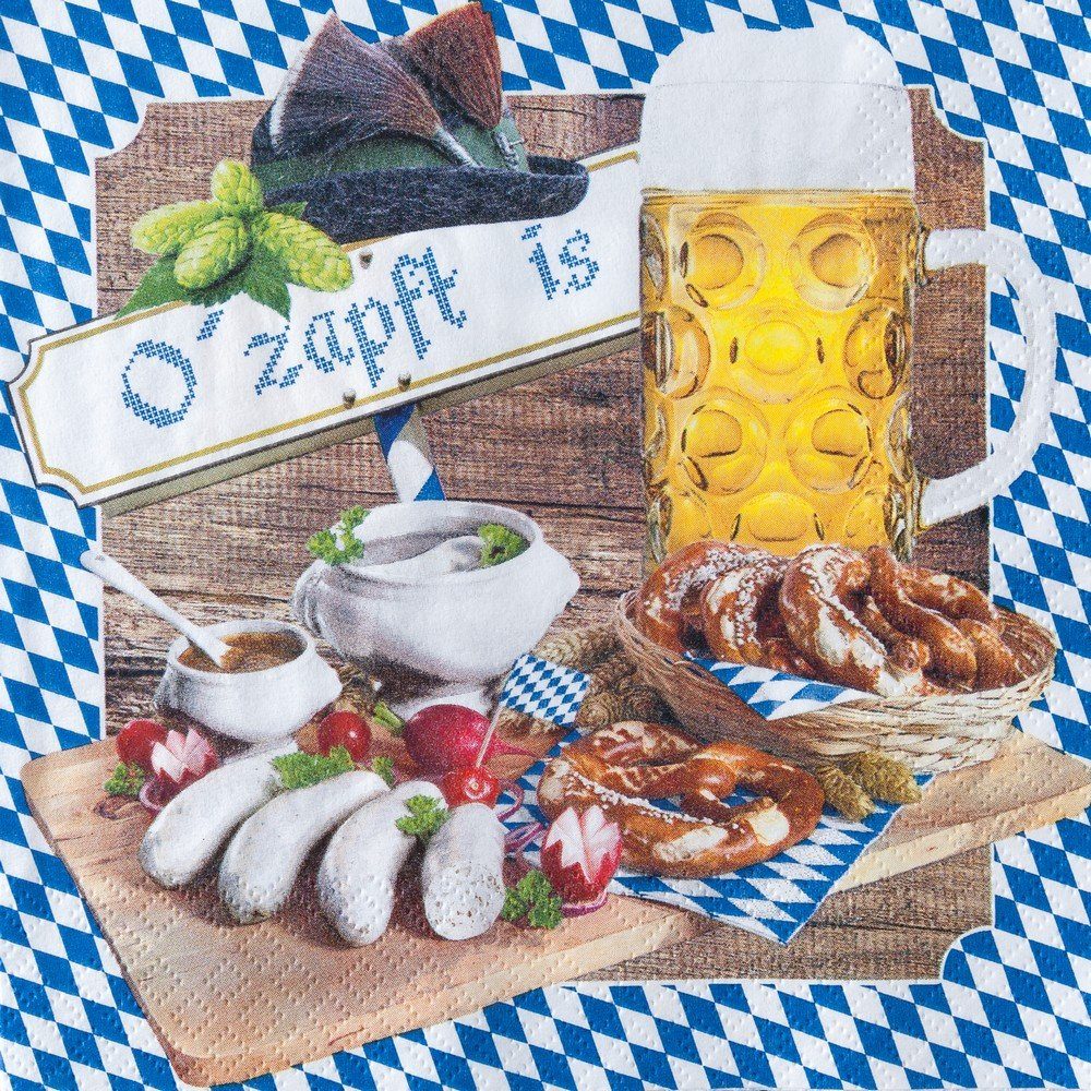 HOME FASHION Papierserviette 20 Servietten O zapft is 33x33cm, (20 St)