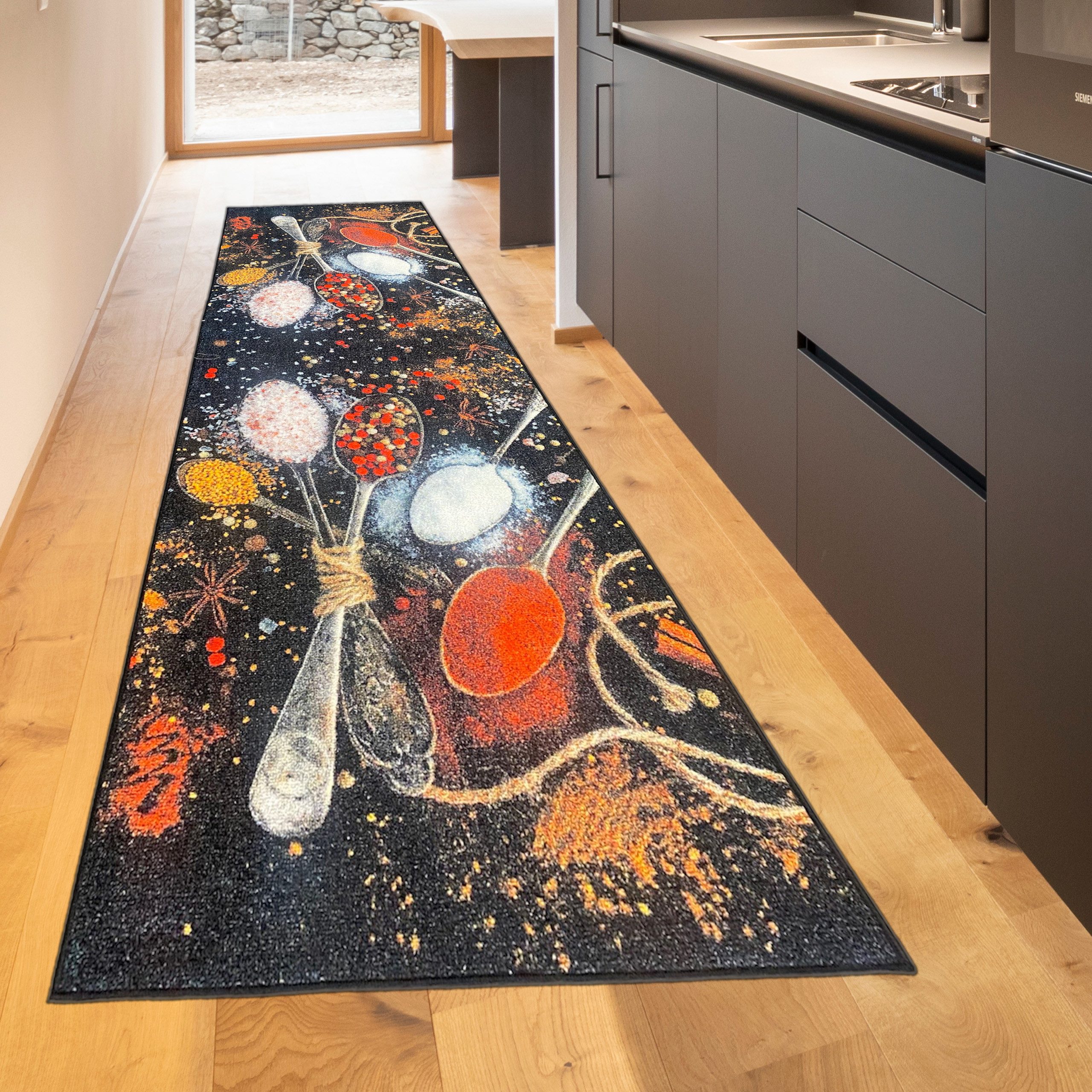 TeppichHome24 Teppich Kuechenteppich Modern, Höhe: 5 mm, pflegeleicht, robust, für Fussbodenheizung geeignet