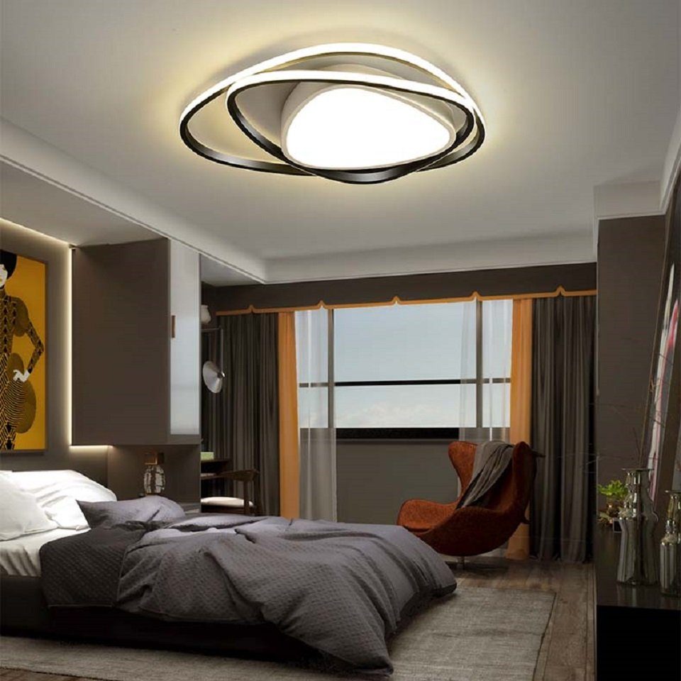 LED Warmweiß/Neutralweiß/Kaltweiß, Deckenleuchten Deckenlampe mit LED Daskoo integriert, Dimmbar dimmbar LED Deckenleuchte 42W fest Modern stufenlos Schwarz+weiß Fernbedienung Schlafzimmer,