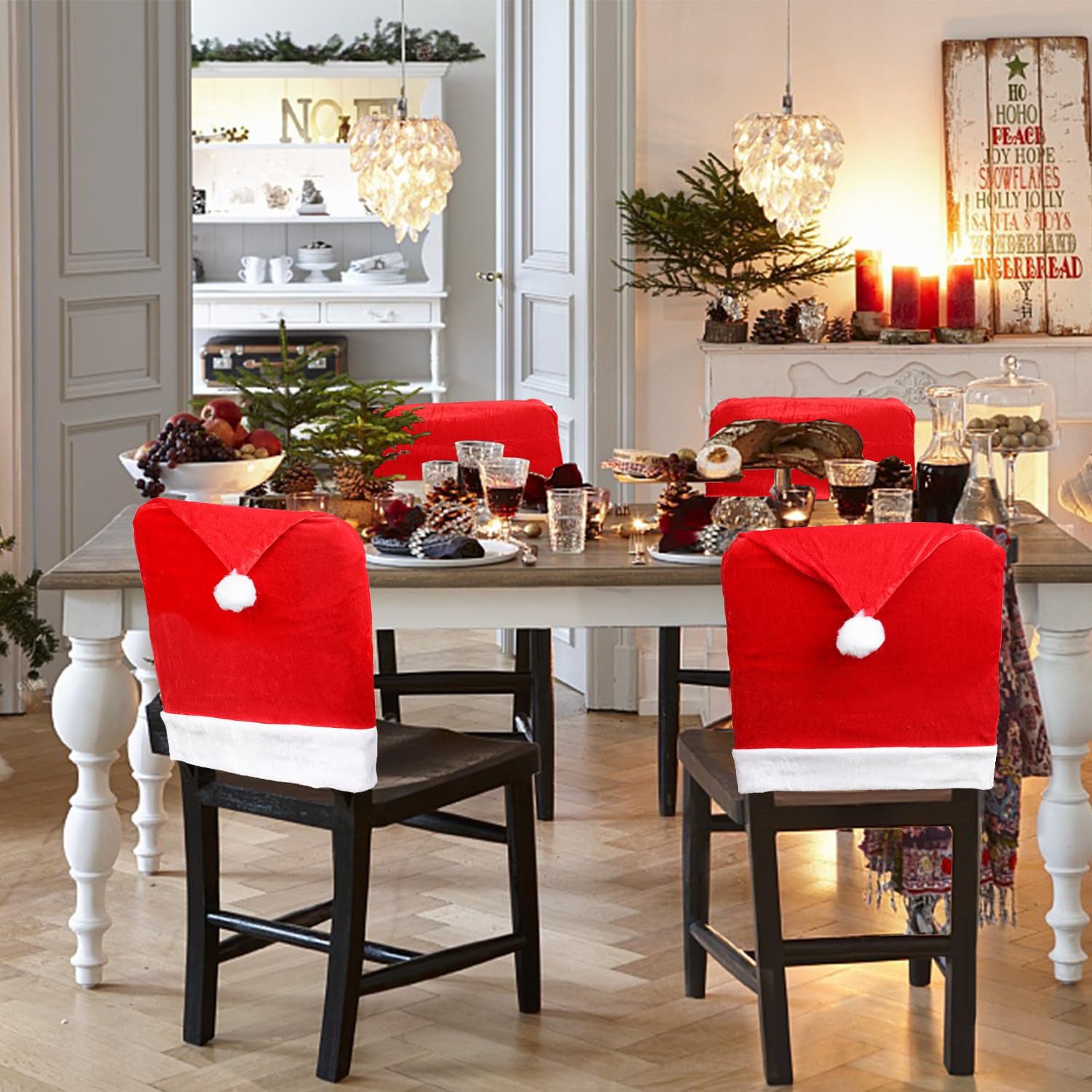 Coonoor Stuhlhusse Weihnachten Stuhlhussen 4 Stück Stuhlbezug Rot Stuhlüber günstig online kaufen