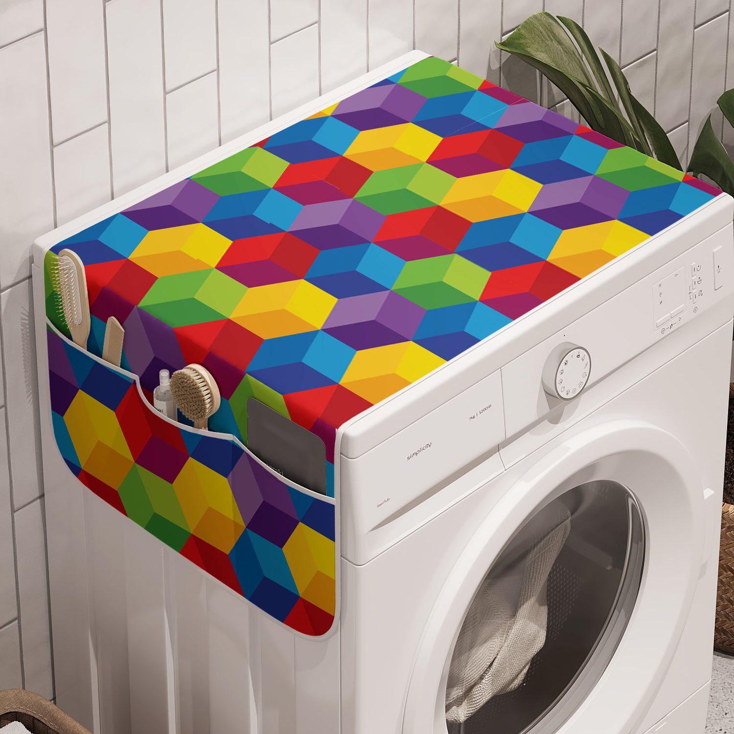 Trockner, Regenbogen-Inspired Anti-Rutsch-Stoffabdeckung für Würfel Badorganizer und Childish Abakuhaus Waschmaschine