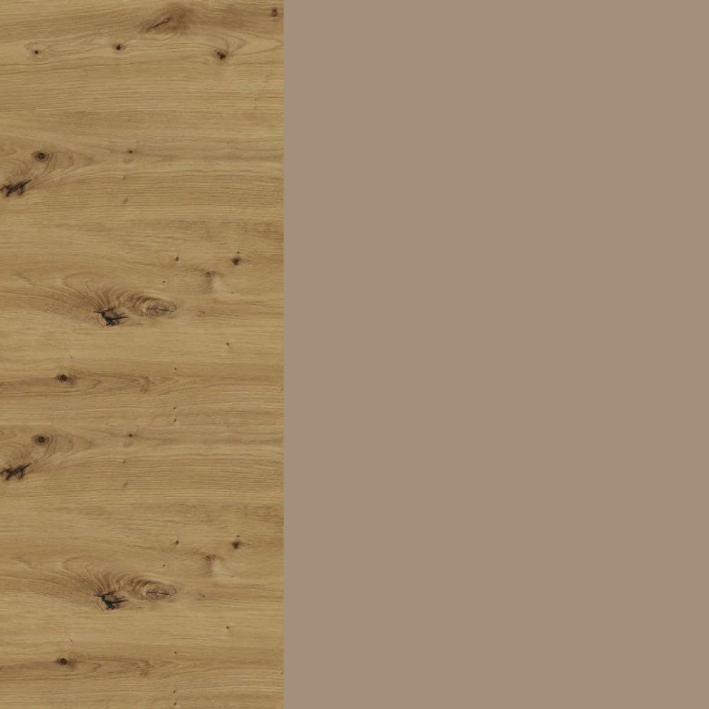 Feldmann-Wohnen Herdumbauschrank Brerra (D11K/60, 1 Gerätefach, 1 Klappe, 1-St., moderne Optik, lackierte Fronten, 60x50x82cm) Eiche Artisan / RAL 1019 graubeige Matt