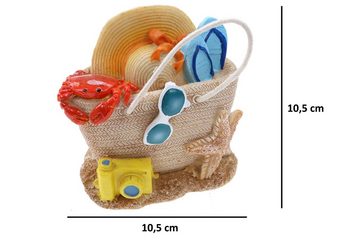 ELLUG Spardose Spardose - Strandtasche - Sparbüchse Urlaub Reisekasse Urlaubskasse Sparschwein Geldgeschenk H.: 10,5*10,5*6,5cm
