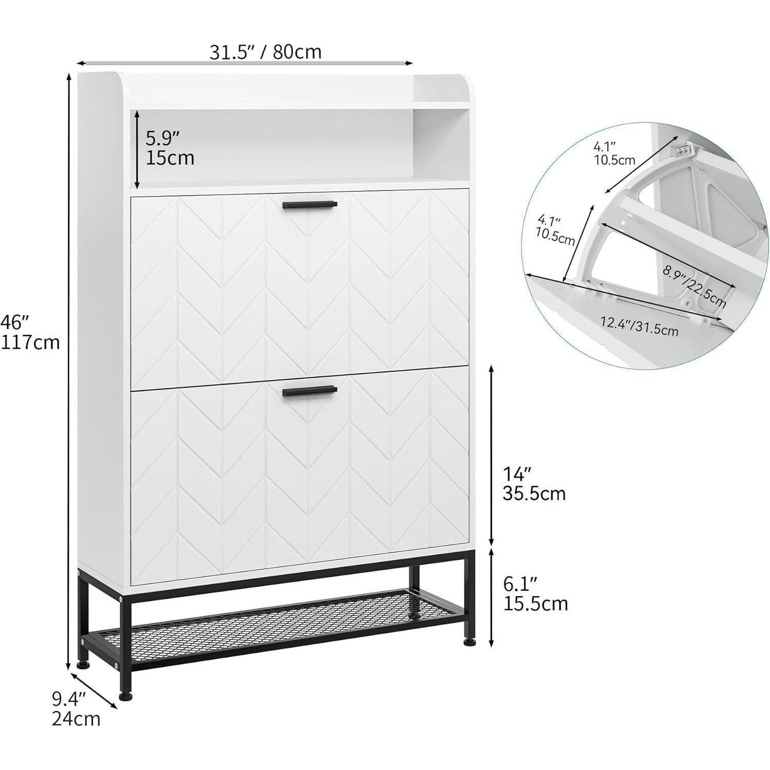 YITAHOME Schuhschrank Schuhschrank aus Holz mit Klappschubladen und Regalen, Metallbeinen