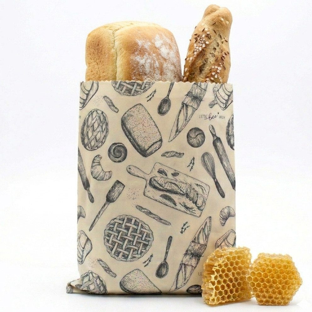 little bee fresh Bienenwachstuch großer Beutel mit Bio-Bienenwachs, wiederverwendbar, plastikfrei, nachhaltig, regional