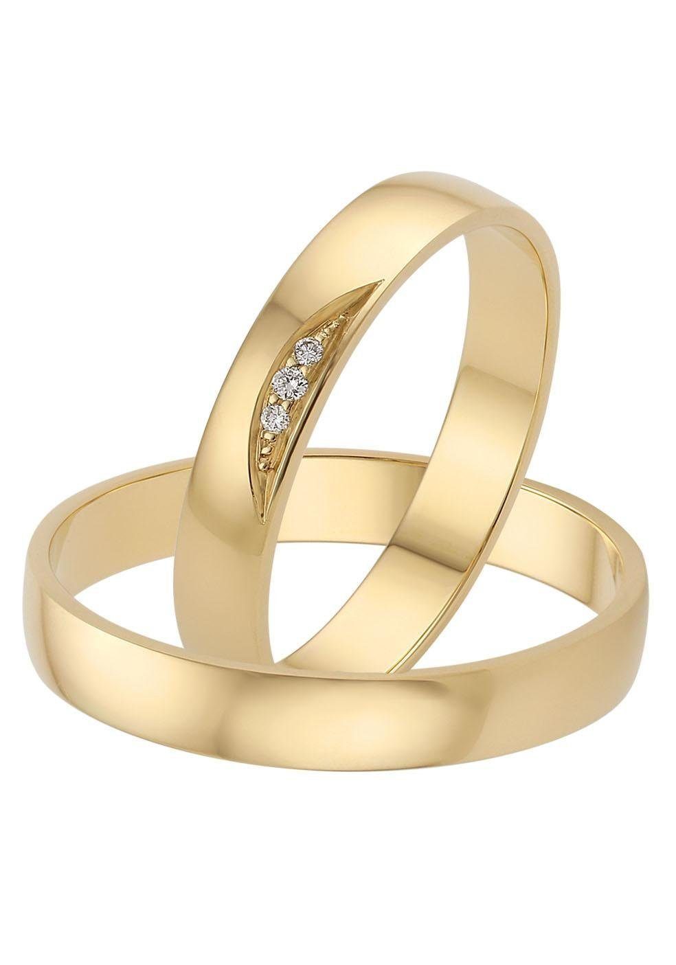 Firetti Trauring Schmuck Geschenk Gold 375 Hochzeit Ehering "LIEBE", Made in Germany, wahlweise mit oder ohne Brillanten