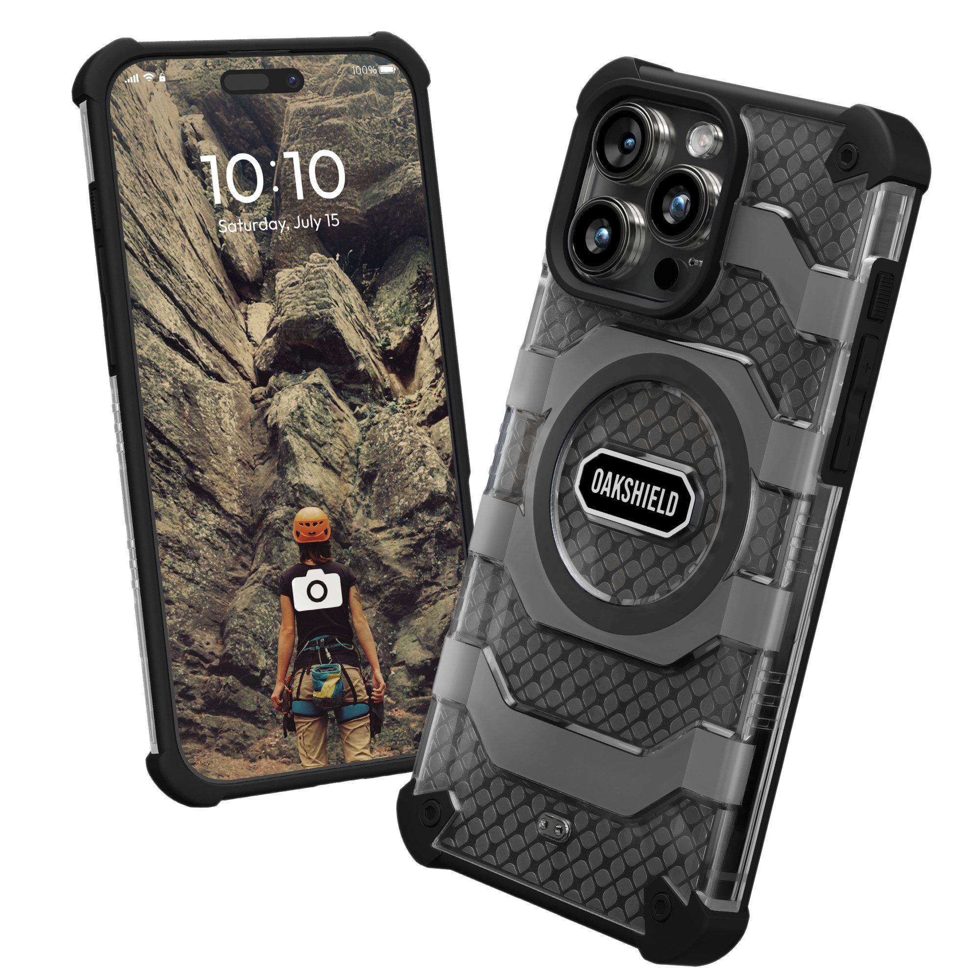 Oakshield Handyhülle Handyhülle für Iphone 15 Pro Max Hülle kompatibel mit MagSafe-Zubehör, Schutzhülle - Falltest nach Militärstandard - Schwarz