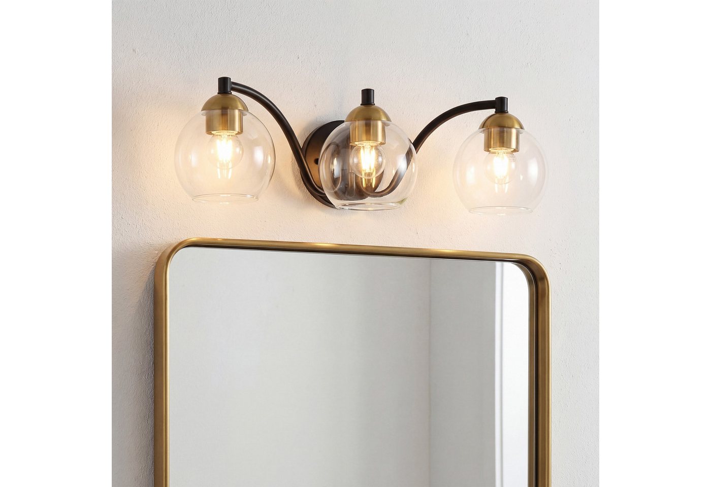 Tribesigns Wandleuchte Moderne Wandleuchte Badezimmer, 3-flammige Kugelglas Wandlampe,dimmbar