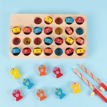 SOTOR Magnetspielbausteine Magnetisches Angelspiel aus Holz, Feinmotorik-Spielzeug