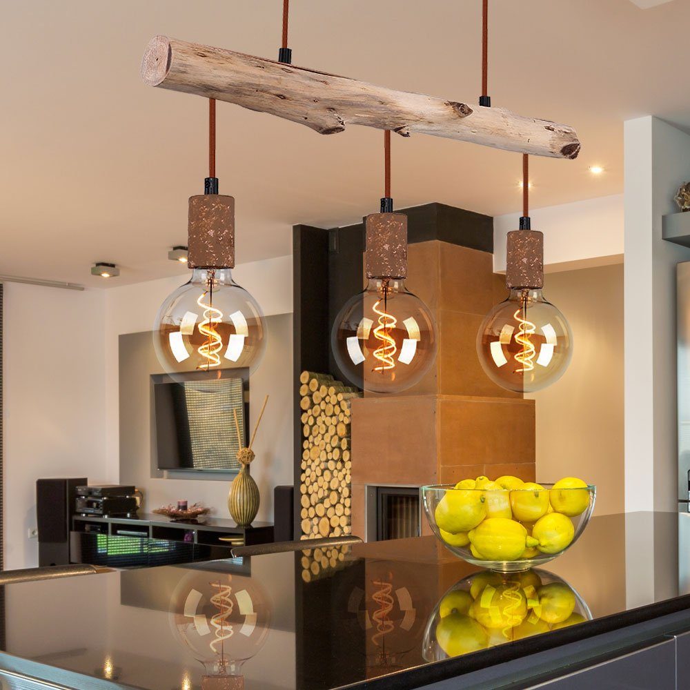 Hängeleuchte, Esstisch Hängeleuchte Lampe hängend Deckenleuchte nicht Retro Holz Leuchtmittel Küche Globo inklusive,
