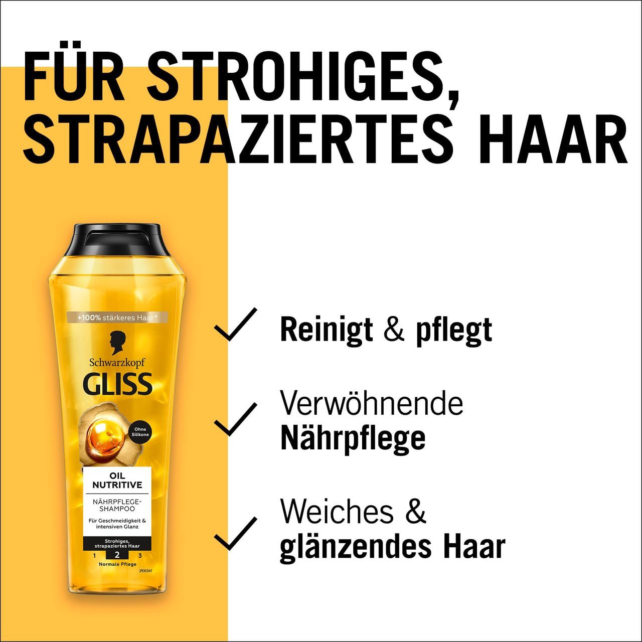 Gliss Haarshampoo Oil Nutritive 250ml & Express-Repair-Spülung 200ml, 2-tlg., Pflegespülung, Hitzeschutz, Sprüh-Spülung