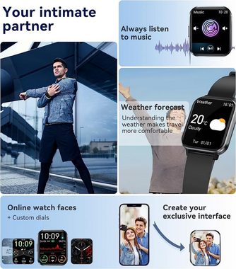 Lige Smartwatch (1,83 Zoll, Android iOS), Herren mit Telefonfunktion Fitnessuhr 100 Sportmodi Pulsmesser 250 mAh