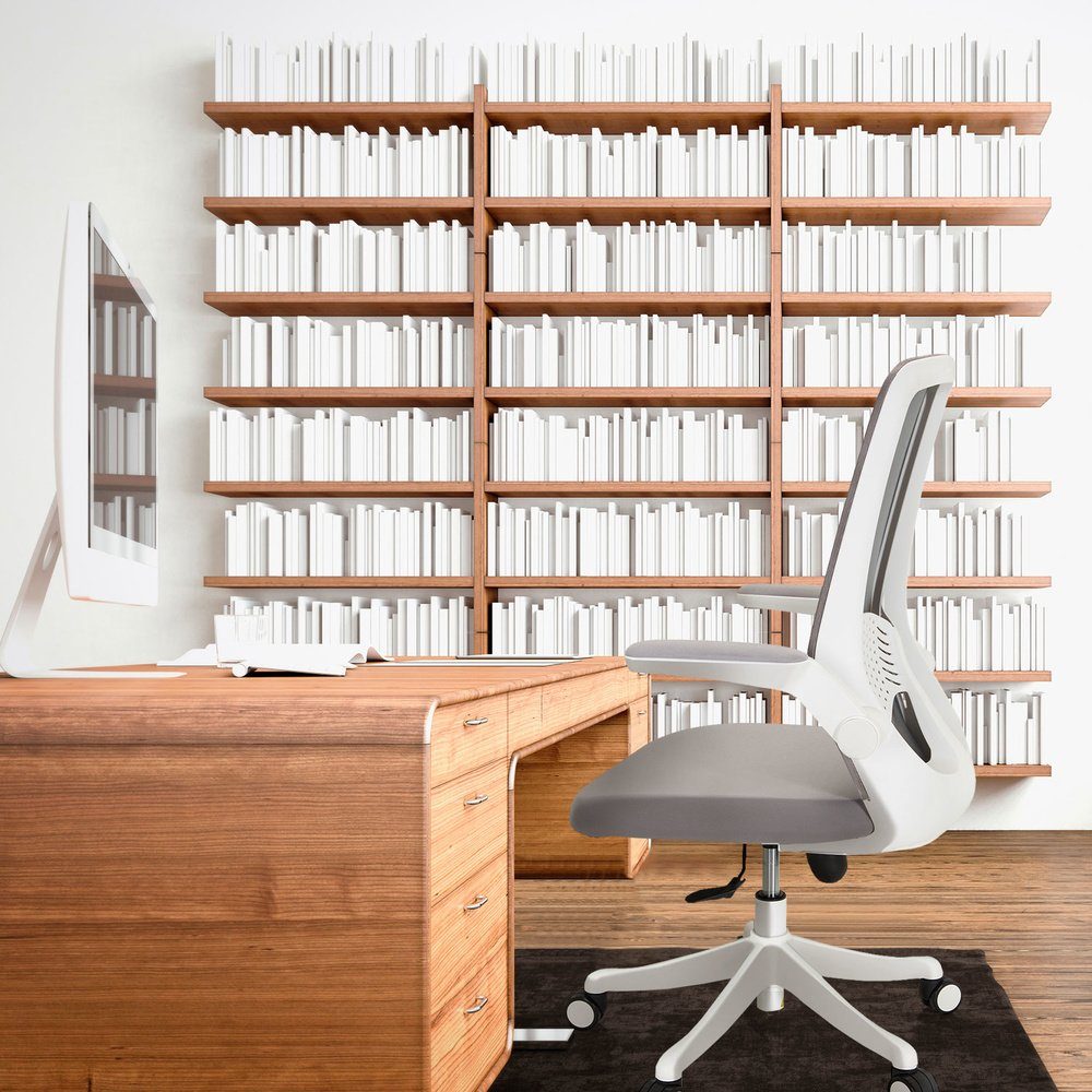 Bürostuhl W (1 OFFICE Grau Schreibtischstuhl Drehstuhl ergonomisch Stoff/Netzstoff MIKO hjh St), Office Home