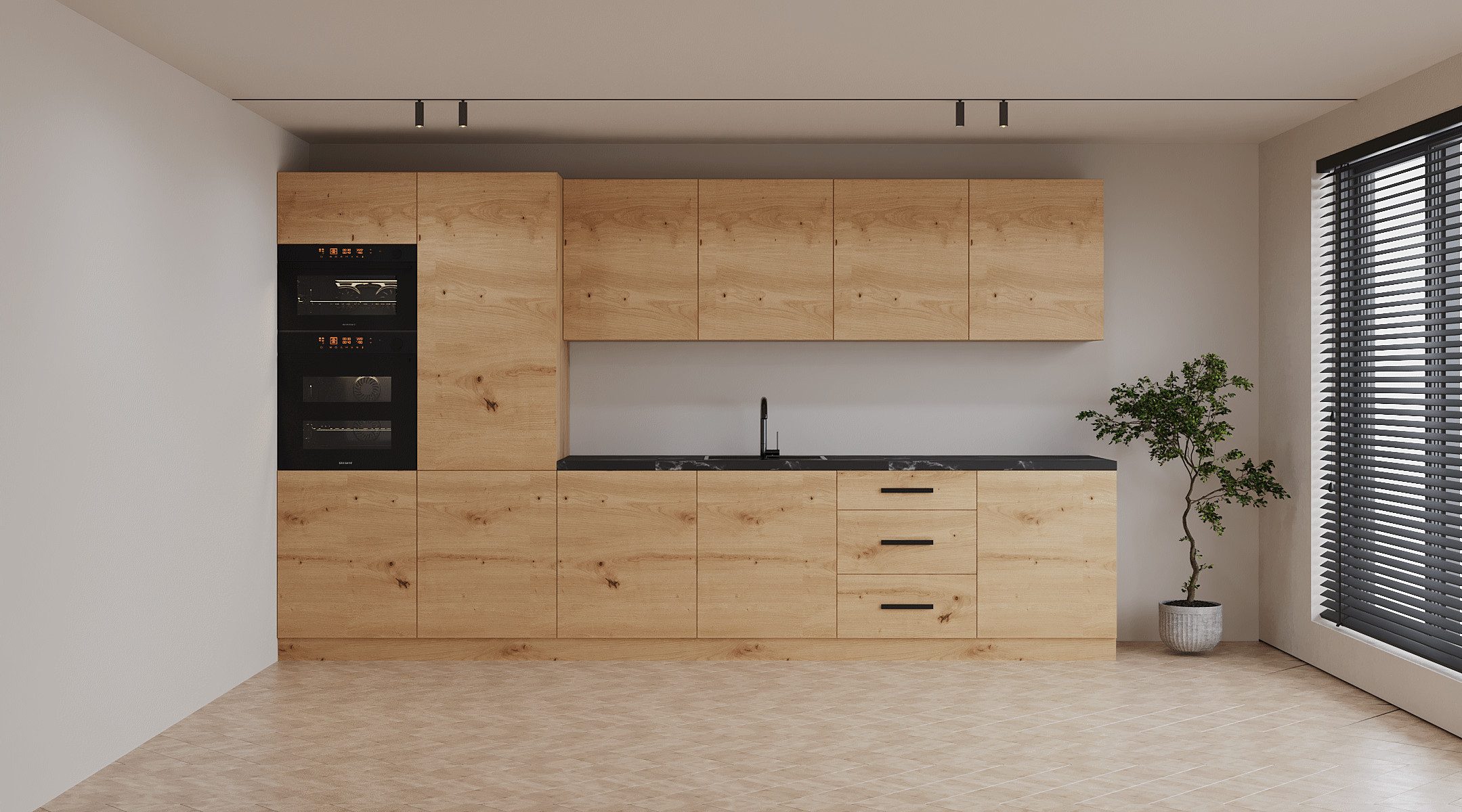 ROYAL24_MARKT Küchenzeile K104-G360 - Langen - Moderne Optik mit durchdachter Funktion, (Komplett Set), Premium - Modern - Exzellent.