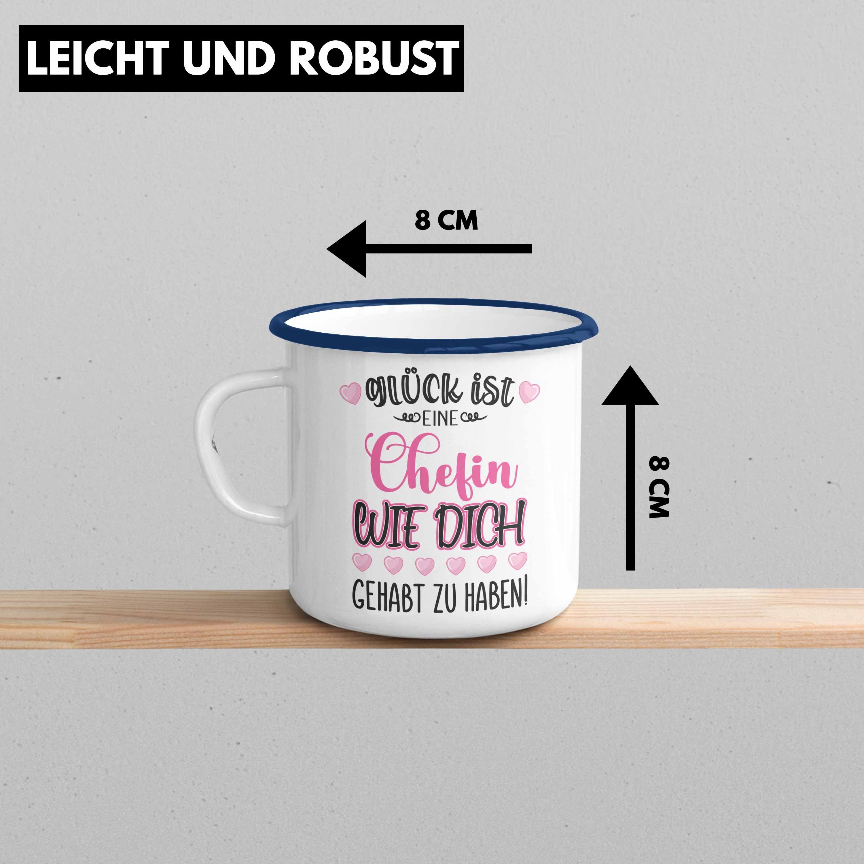 Abschied Emaille Trendation Trendation Chefin Blau mit Geschenkidee Tasse Abschiedsgeschenk Chefinnen Chefin Spruch Thermotasse Grossartige -