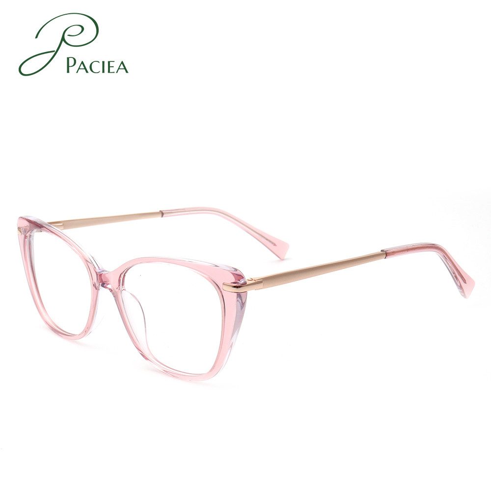 PACIEA Brille Damen Cat Eye Anti Blaulicht Klassische Oversized Metall Bügel