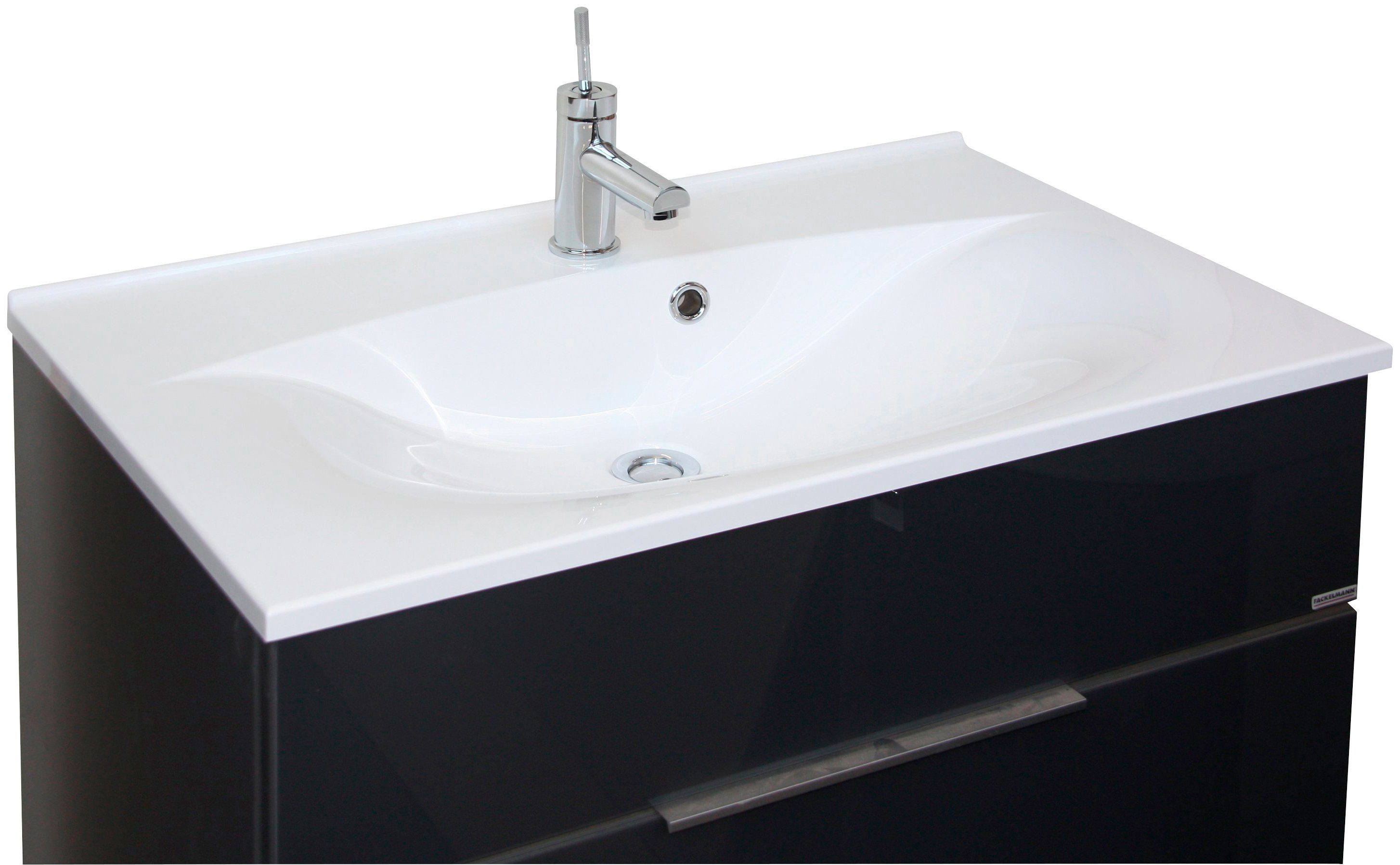 FACKELMANN Einbauwaschbecken Capri, Gussmarmor, mit Überlauf, Breite 80 cm