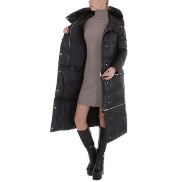 Ital-Design Wintermantel Damen Freizeit Kapuze Gefüttert Mantel in Schwarz