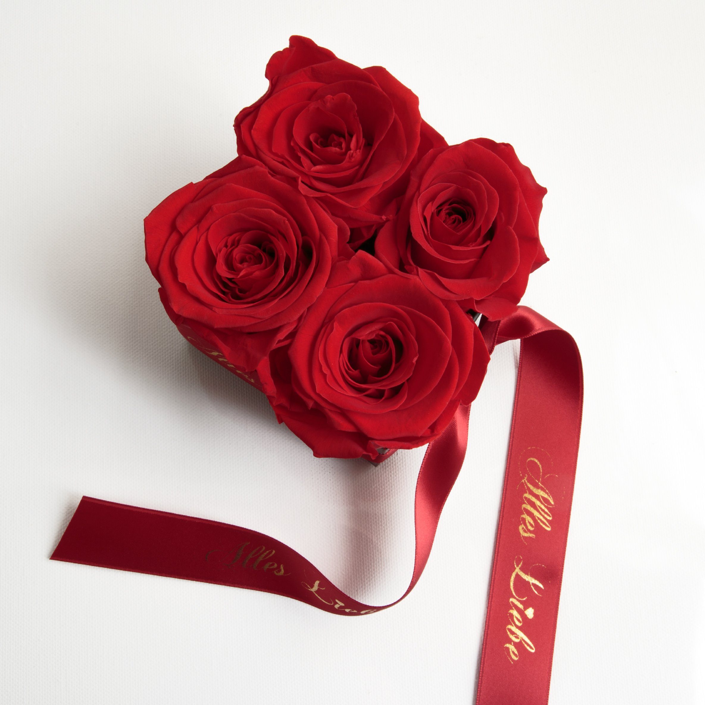 Kunstblumenstrauß Alles Liebe Blumen Infinity 8,5 Rot Rose, Rosen Geschenk cm, konservierte Höhe ROSEMARIE Muttertag echte Heidelberg, Rosenbox SCHULZ