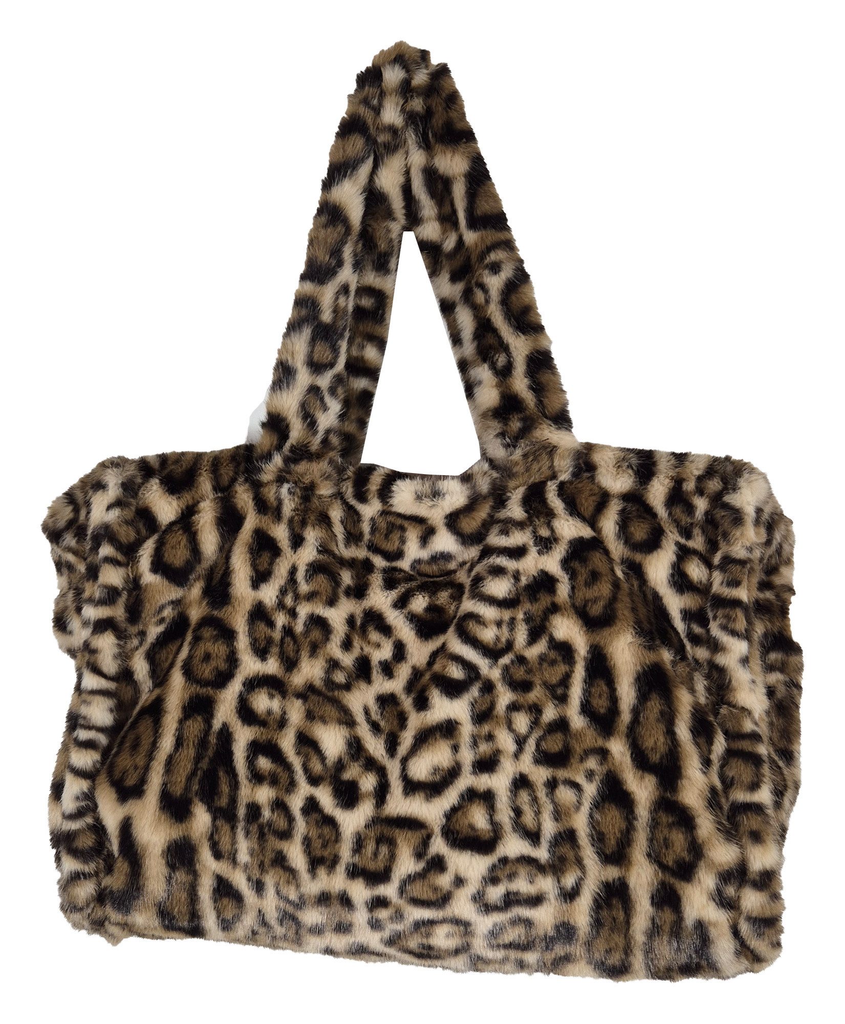 Einkaufszauber Shopper Großzügige Kunstpelz Fell Shoppertasche Leopard (mit Schultergurt), aktuelles Leopardenmuster