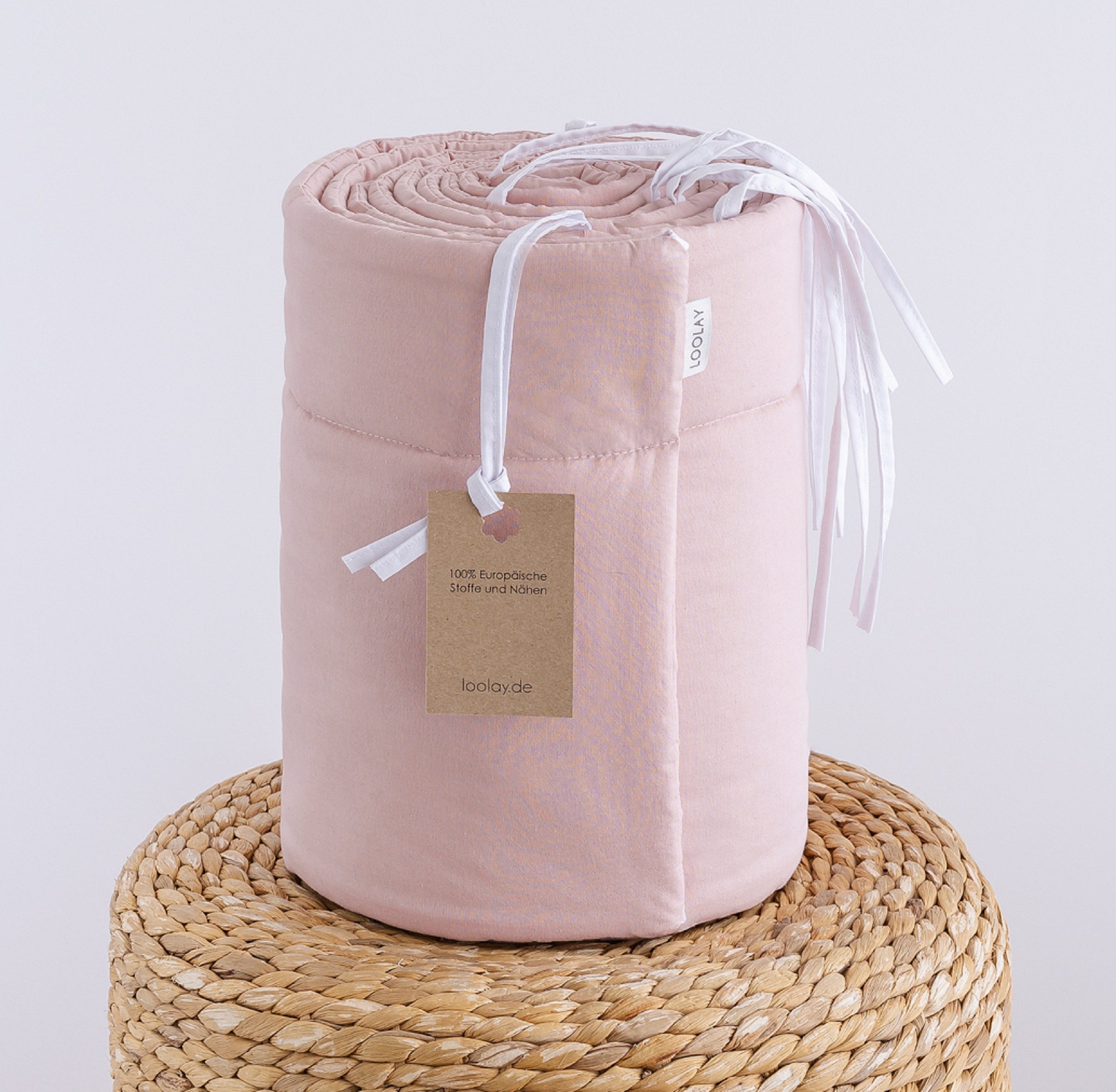 Loolay Bettnestchen ROSA Altrosa BIO-Baumwolle Atmungsaktives Babybett BETTUMRANDUNG, (Modern GESCHENK Ausstattung Erstausstattung für Neugeborene Mädchen, Umra – Bild 3 von 5