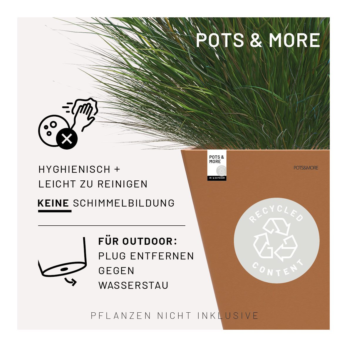 Valo Blumentopf POTS&MORE Pflanztopf Prismo 30, ø 31 cm quadratisch Terrakotta Höhe