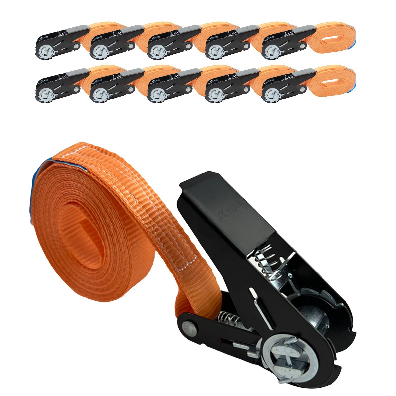 TRUTZHOLM Spanngurt 10x Ratschen Spanngurte Orange 1-tlg 4m 0,8t 800kg Schwarzes Schloss (Set)