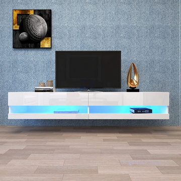 MODFU TV-Schrank TV-Lowboard (mit LED-Beleuchtung, hochwertiges TV-Board, mit viel Stauraum) für Ihr Wohnzimmer 140x40x30.5cm