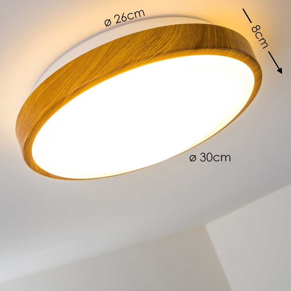 hofstein Deckenleuchte »Rosola« Bad in Holz-Optik, 3000 Kelvin, Deckenlicht für Badezimmer mit warmweißem Licht, gemütliche Atmosphäre