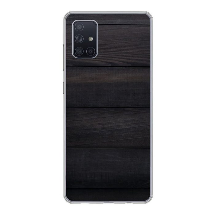 MuchoWow Handyhülle Schwarzer Hintergrund mit einer Plankenstruktur Phone Case Handyhülle Samsung Galaxy A71 Silikon Schutzhülle