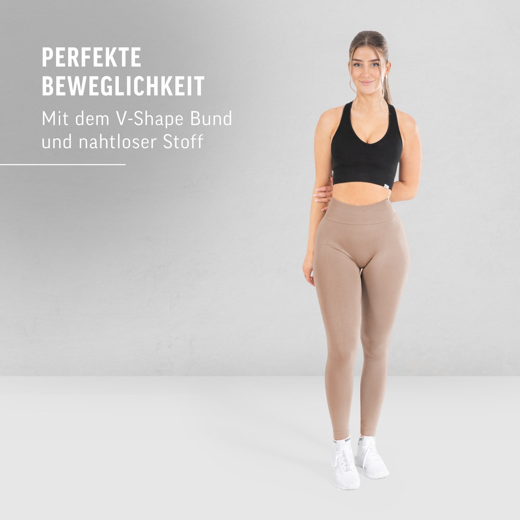 Smilodox Leggings Slayton Scrunch, Seamless Push-Up Sporthose High Waist V-Shape Bund Invisible Scrunch Blickdicht Yogahose, Fitness Gym Yoga Alltag