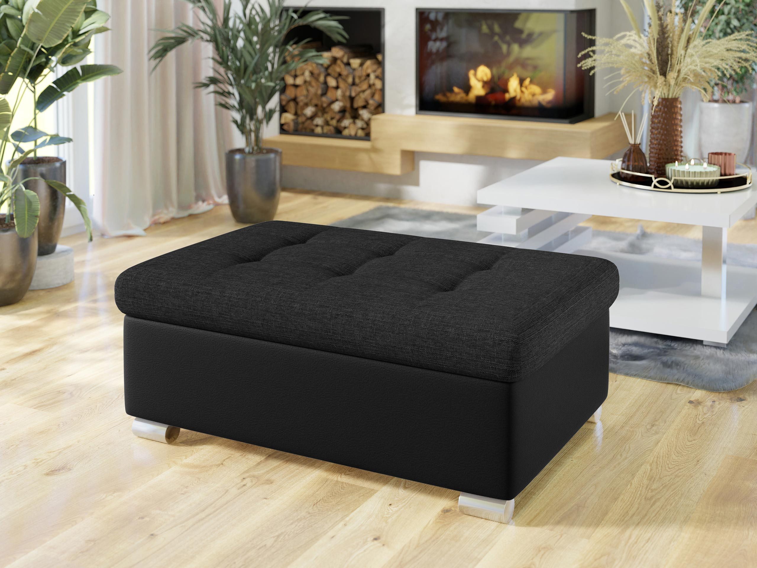 MIRJAN24 Polsterhocker Niko Groß, Silber Füße, 96x70x41 cm günstig online kaufen