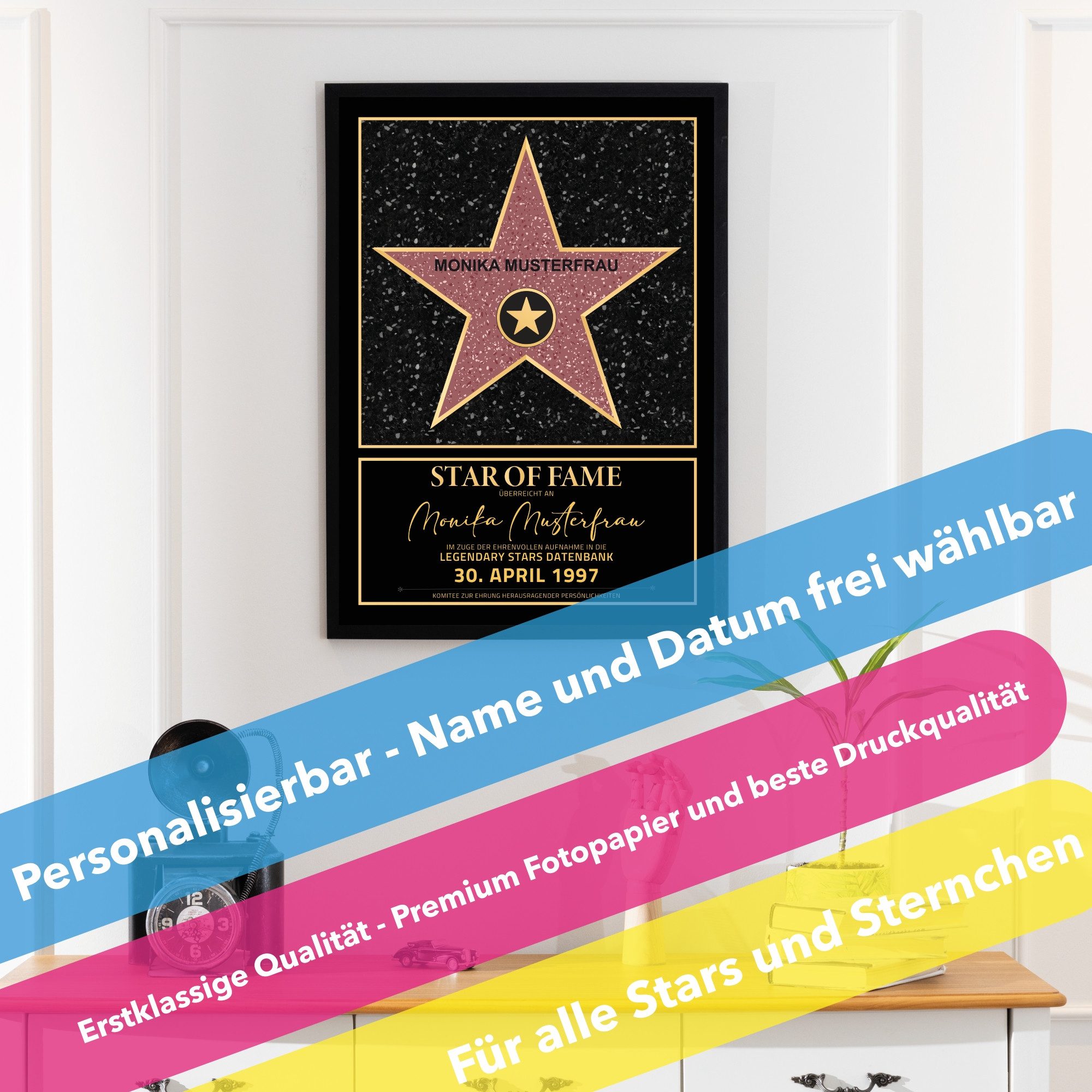 Lineo Poster Personalisiertes Poster Star of Fame, ideales Geschen zu jedem Anlass, z.B. Muttertag oder Geburtstag – Bild 3 von 5