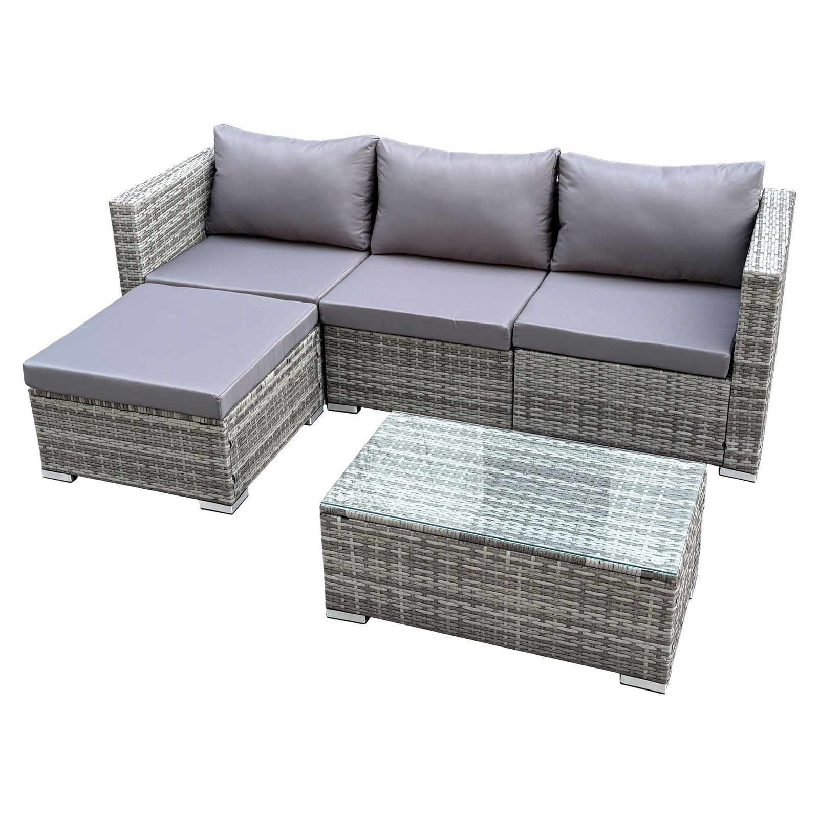 SVITA Loungeset QUEENS, (Set, 5-tlg., Garten-Lounge), verschiedene Stellmöglichkeiten, breite Armlehnen, inkl. Tisch