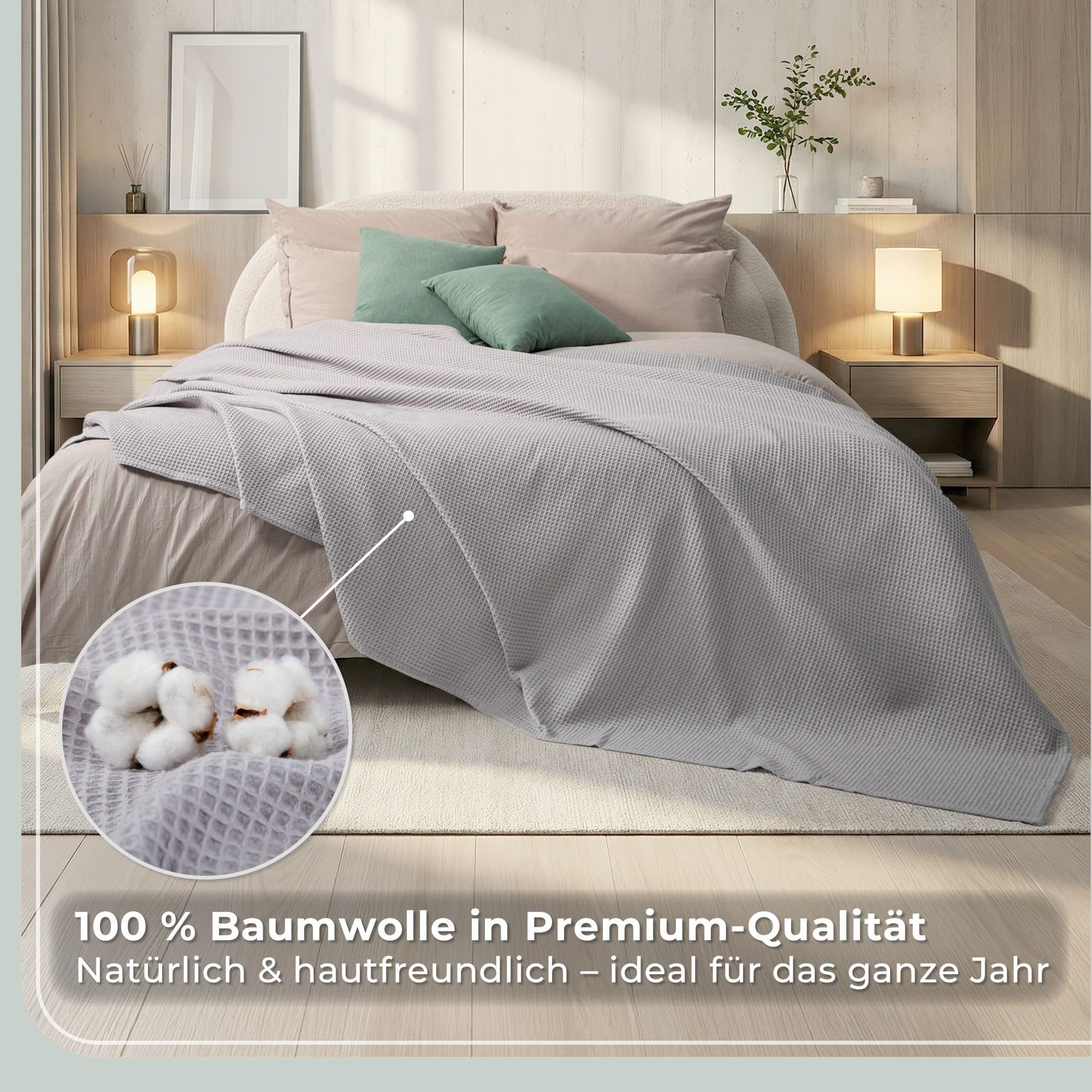 Laynenburg Tagesdecke Waffelpique aus 100% Baumwolle – Baumwolldecke, Kuscheldecke, Wohndecke als Sommerdecke, Bett-Überwurf, Couch-Überwurf, Sofa-Decke – Bild 4 von 5