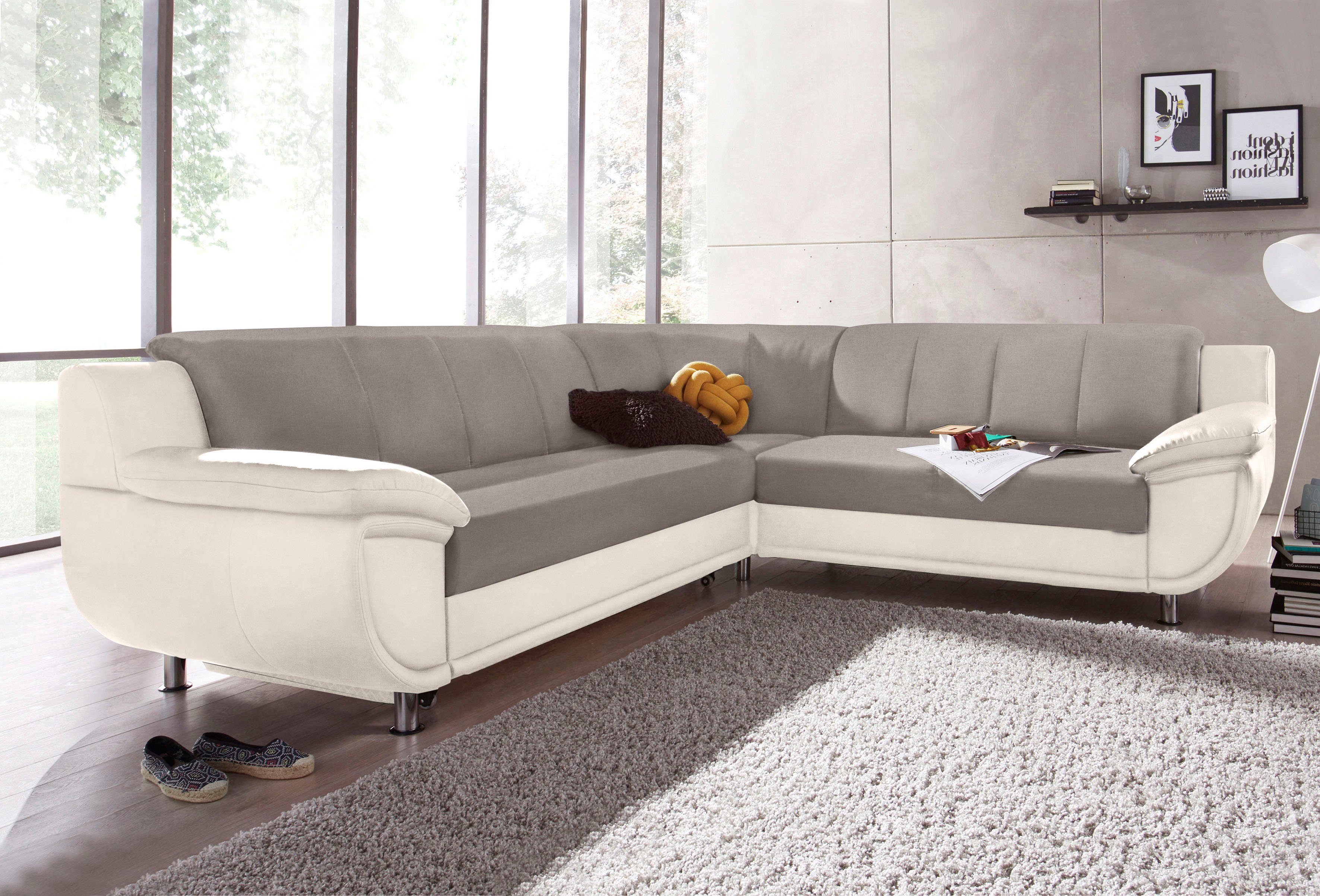 Ecksofa Rondo 3, zeitlos und modern, im Materialmix, L-Form