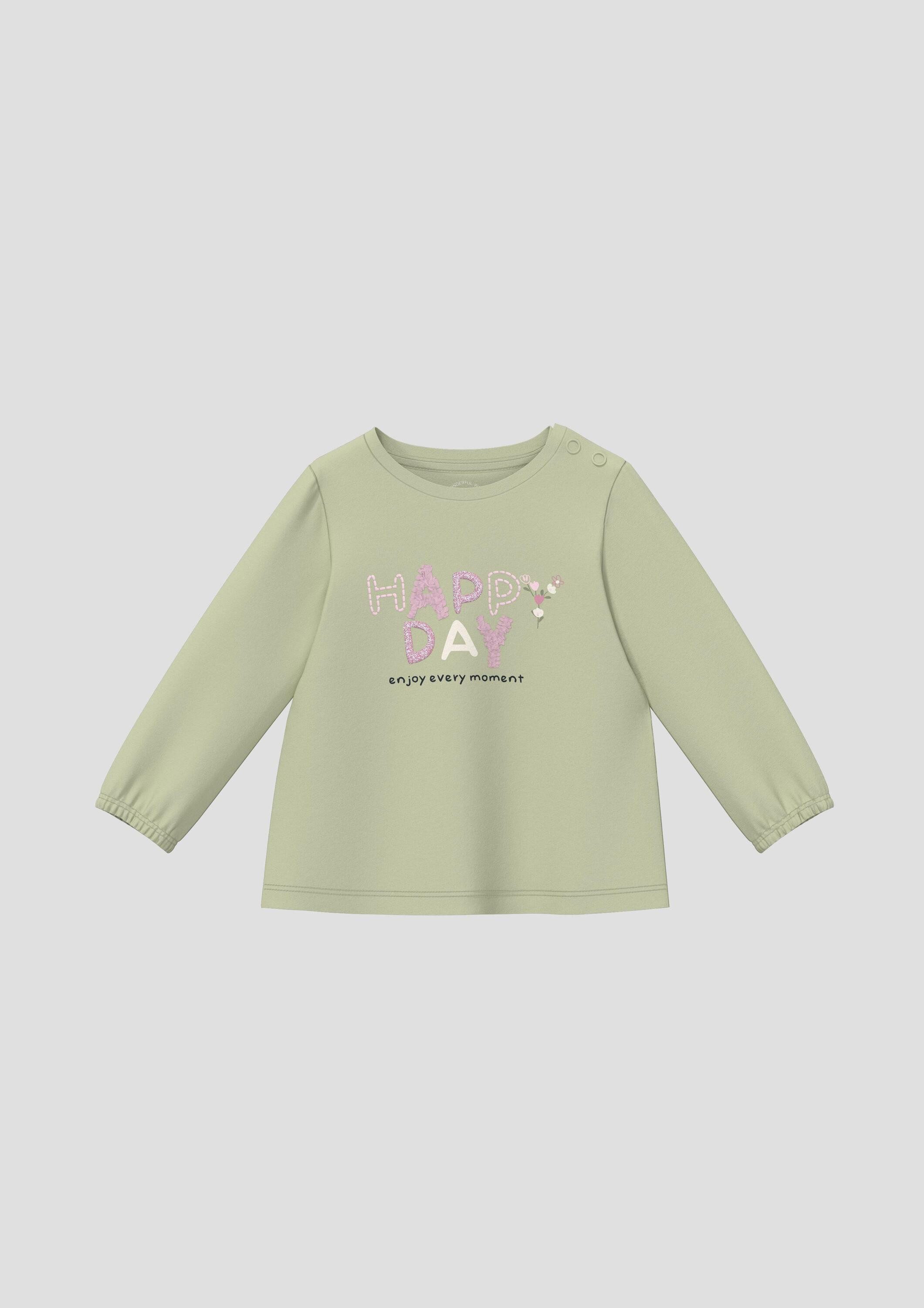 s.Oliver Langarmshirt T-Shirt Langarmshirt mit Glitzer-Artwork und Elastikbündchen