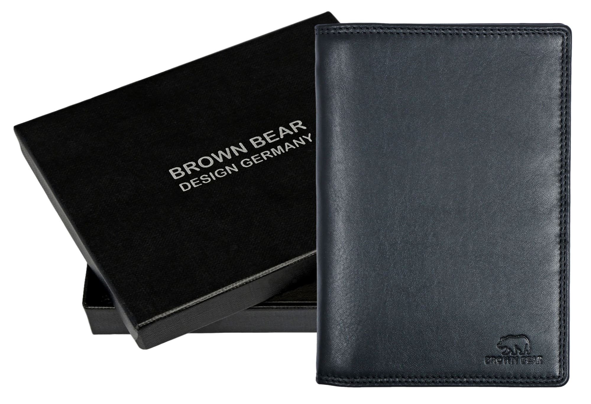 13 8013 Sichtfächer Bear Brown Schutz Münzfach Brieftasche RFID Echtleder, Kartenfächer Ausweisfächer 5 Schwarz Classic ohne Nappa