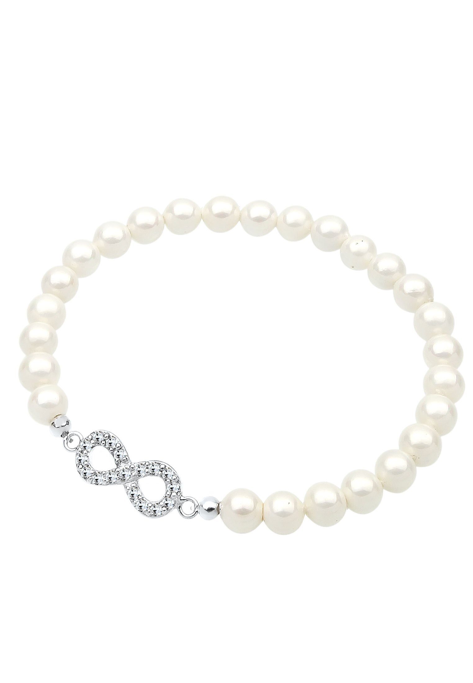 Elli Perlenarmband Infinity Symbol Muschelkernperlen Weiß 925 Sterling Silber – Bild 2 von 3
