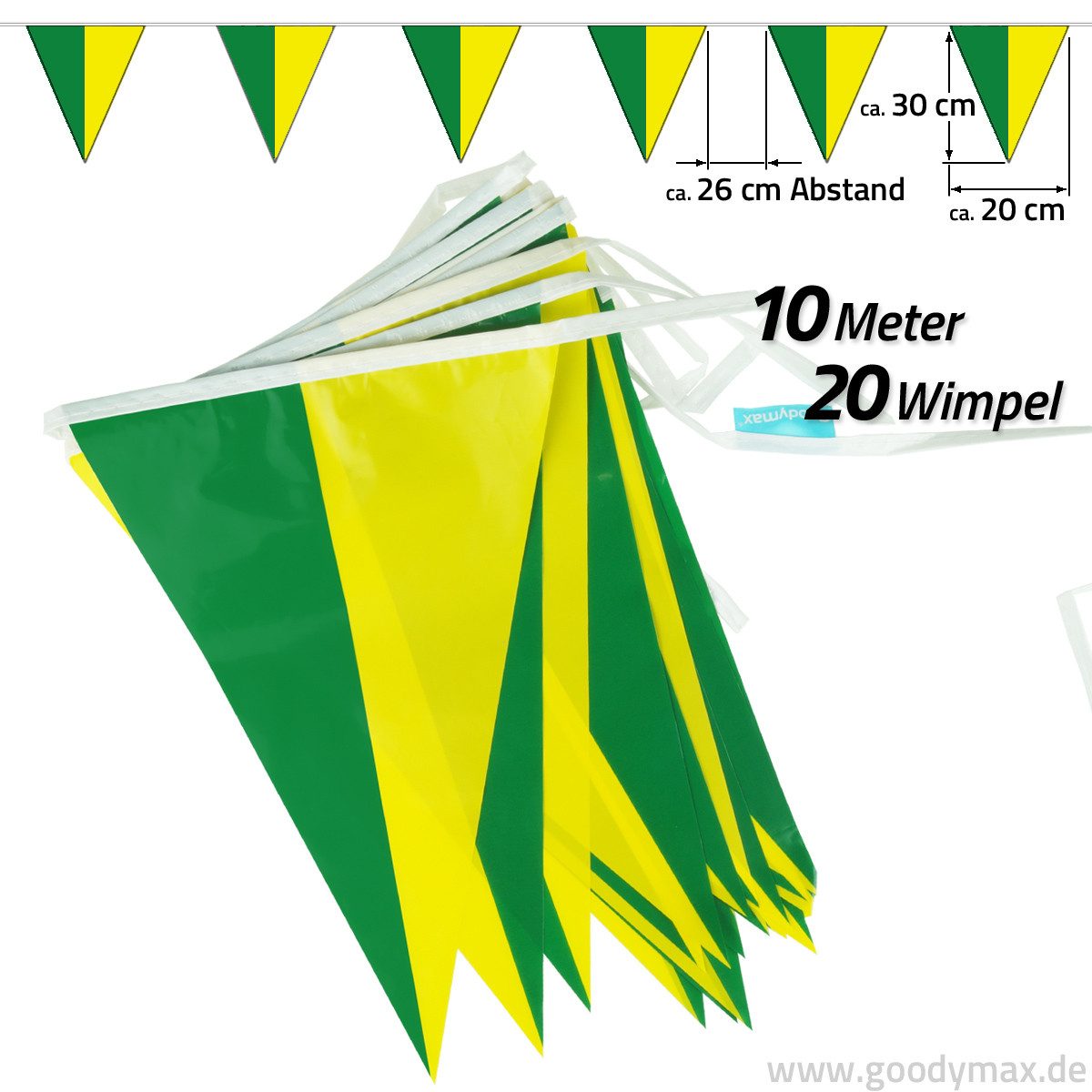 Goodymax Hängedekoration Wimpelkette 10 m DESIGN, 20 Wimpel á 20 x 30 cm