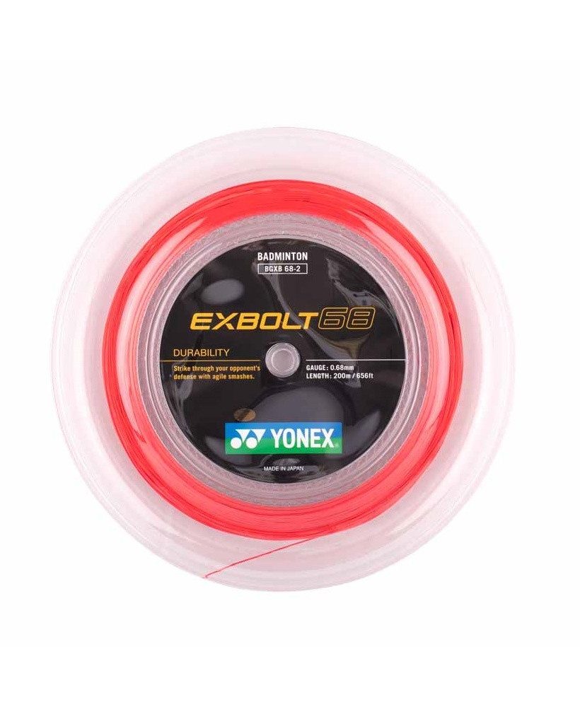 Yonex Badmintonsaite Exbolt 68 (Haltbarkeit) rot 200m Rolle, Saitendicke: 0.68