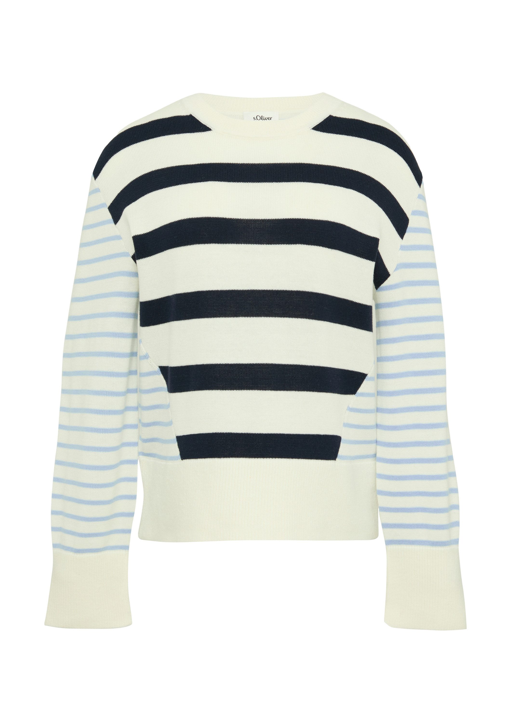 s.Oliver Longpullover Strickpullover Rundhals-Pullover im Streifenmix günstig online kaufen