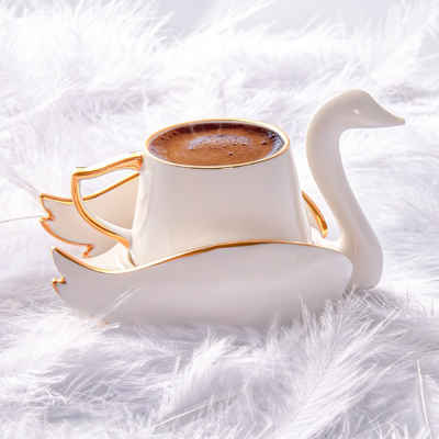 Karaca Kaffeeservice »Karaca Swan Set mit 2 Kaffeetassen, Mokkatassen, Espressotassen«