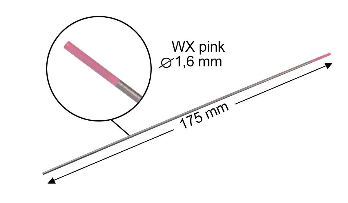 Stück, STAHLWERK 10-tlg. 1,6 Inverterschweißgerät 10 WX 175 Pink Wolframelektroden x Packung, mm