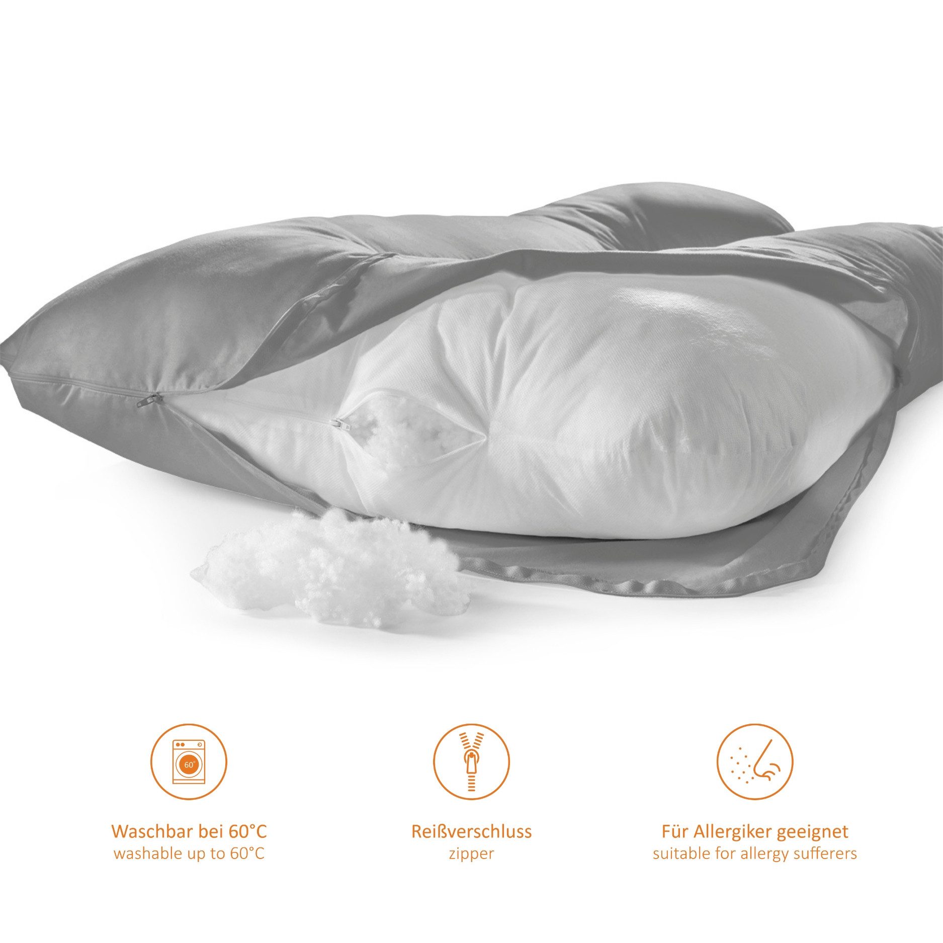 sleepling Stillkissenbezug Bodypillow - Bezug, waschbar bei 60°C, Ersatzbezug ohne Füllung – Bild 3 von 5