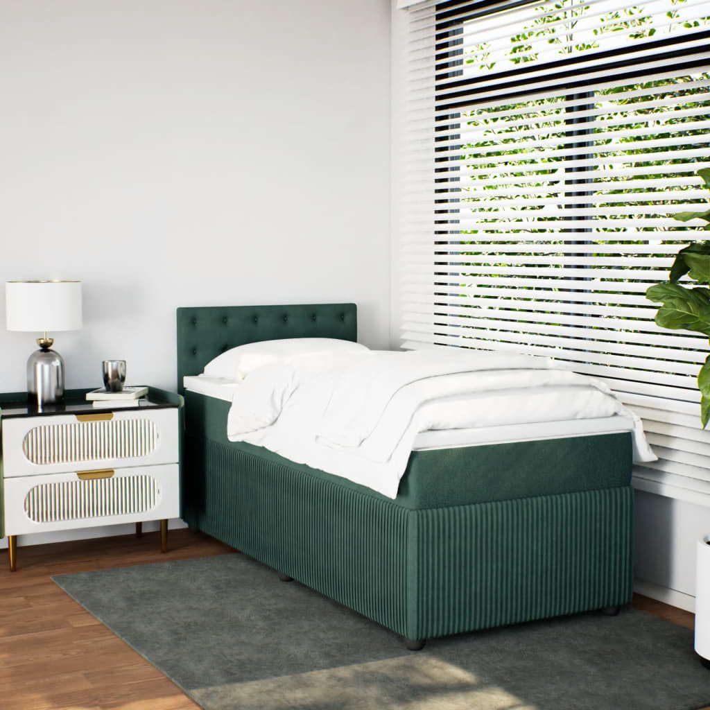 vidaXL Bett Boxspringbett mit Matratze Dunkelgrün günstig online kaufen