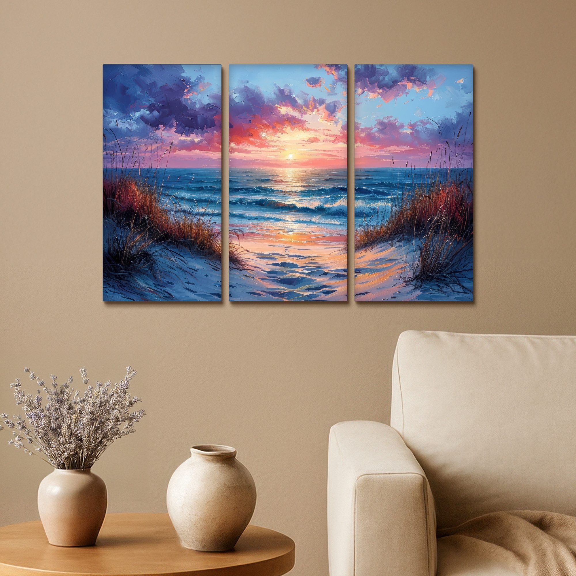MuchoWow Leinwandbild Strand - Blau - günstig online kaufen