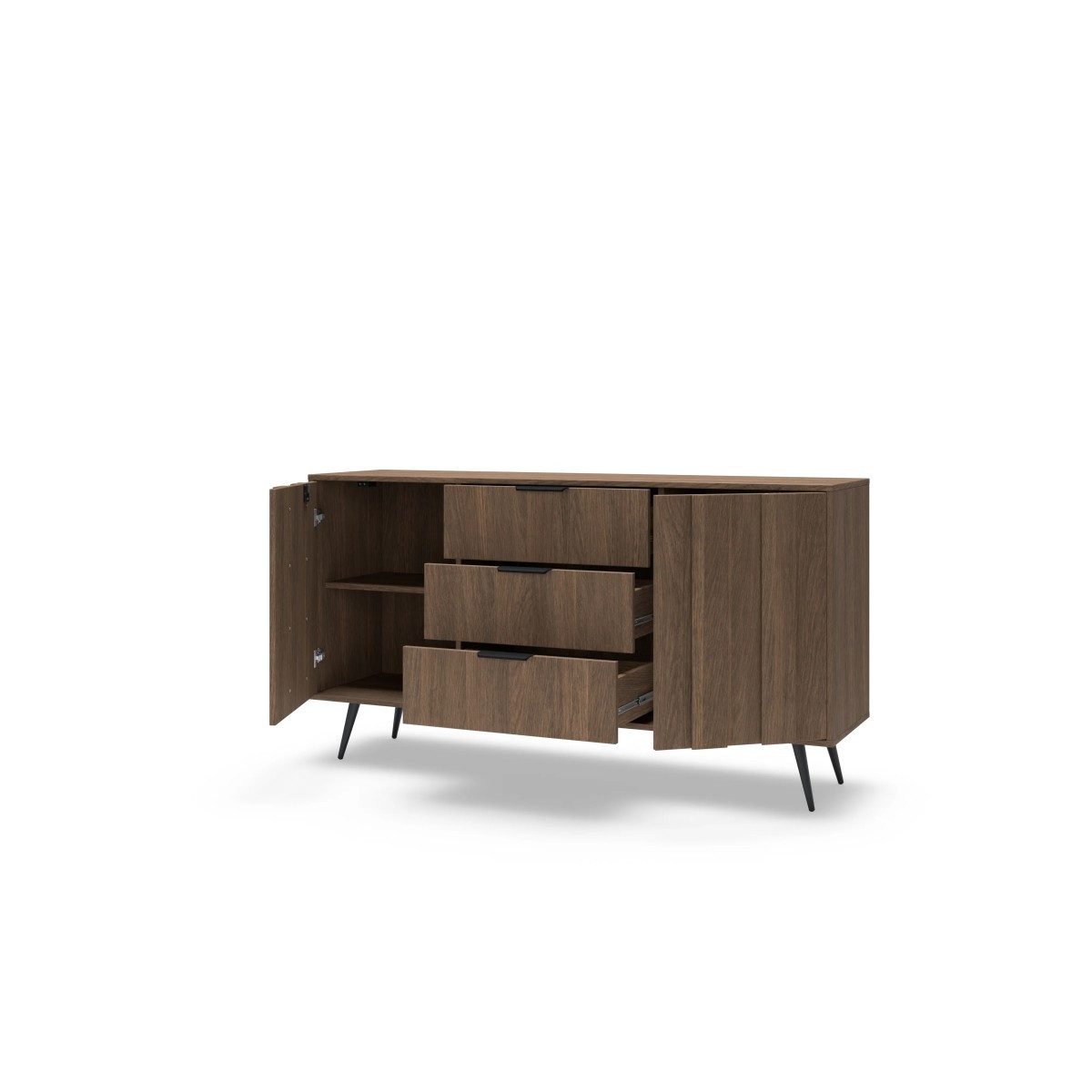 yourhouse24 Kombikommode AMARO 153cm (2D3S) – Eiche Dunin mit Lamellen & LED