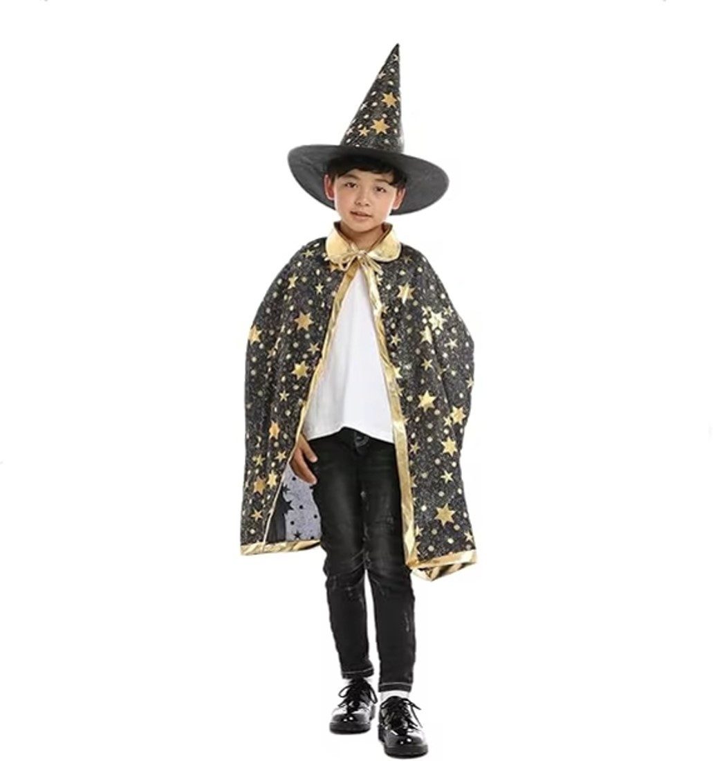 Einkaufszauber Zauberer-Kostüm Zauberer Kostüm für Kinder, Gold Schwarz