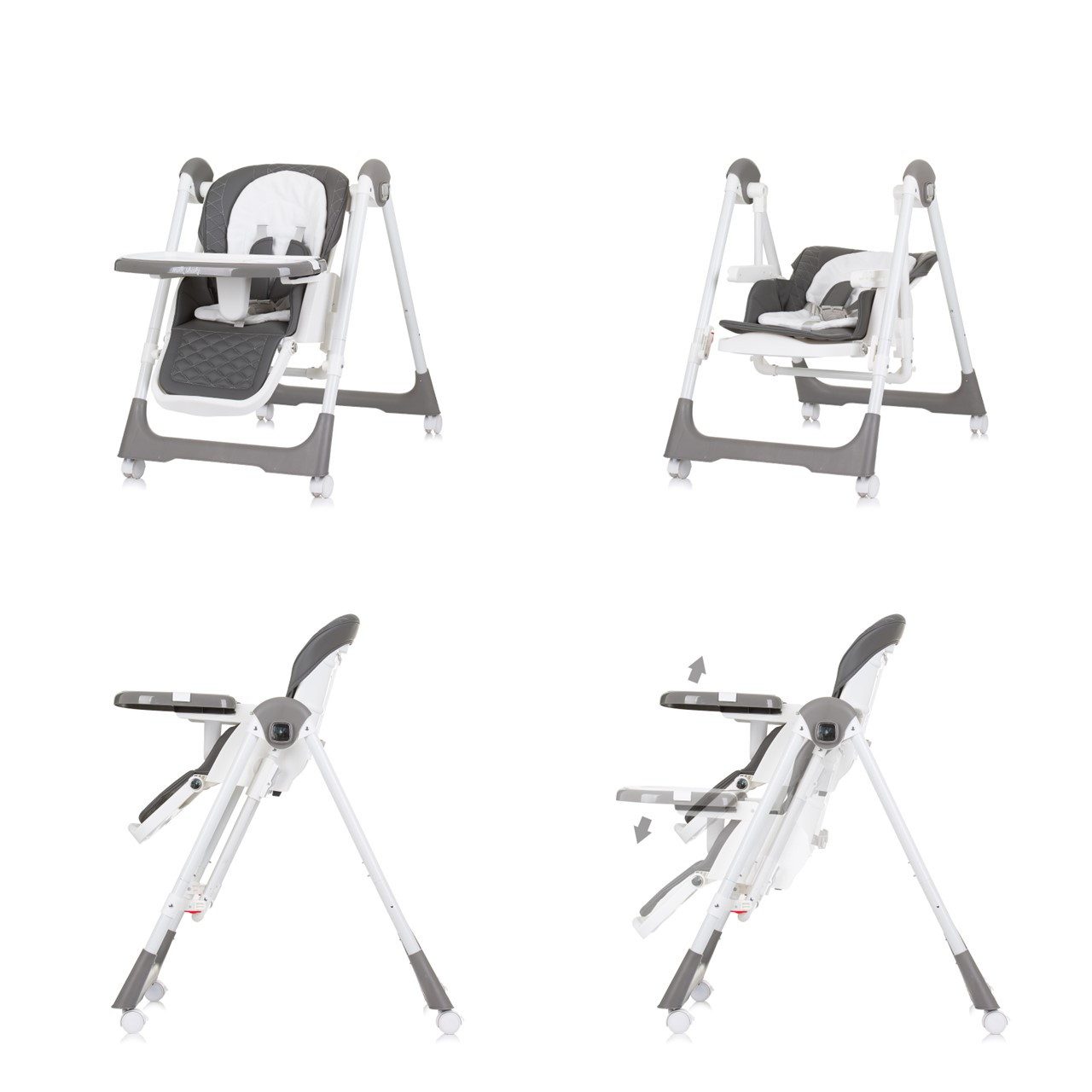 Chipolino Kombihochstuhl Hochstuhl 2 in 1 Milk Shake, verstellbar, Babyschaukel, Räder